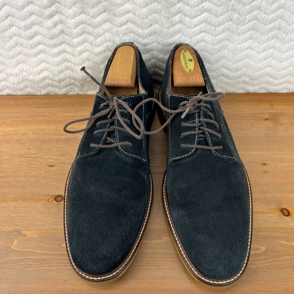 Banana Republic Mens Owen Oxfords Leather Lace Shoes NavyBlue Suede 10.5M Preppy - Picture 4 of 14
